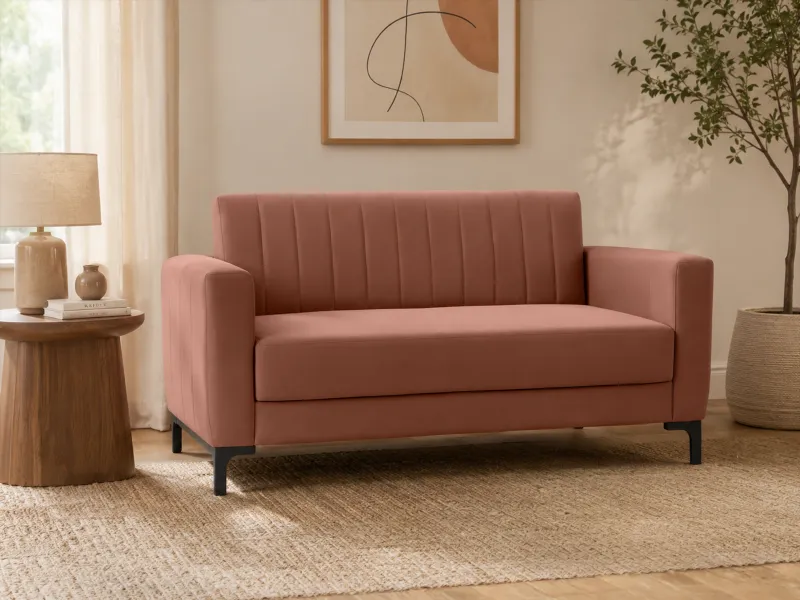 Tulip Upholstered 3 Seater Sofa in Rust Ruby Color